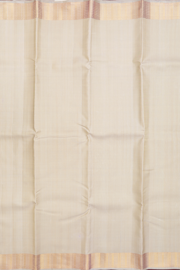 Kanchipuram Silk Saree In Pastel Khaki With Zari Border