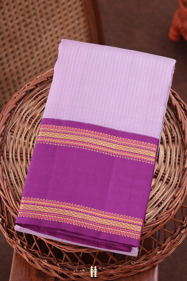 Kanchipuram Silk Saree In Pastel Lavender With Checks Design
