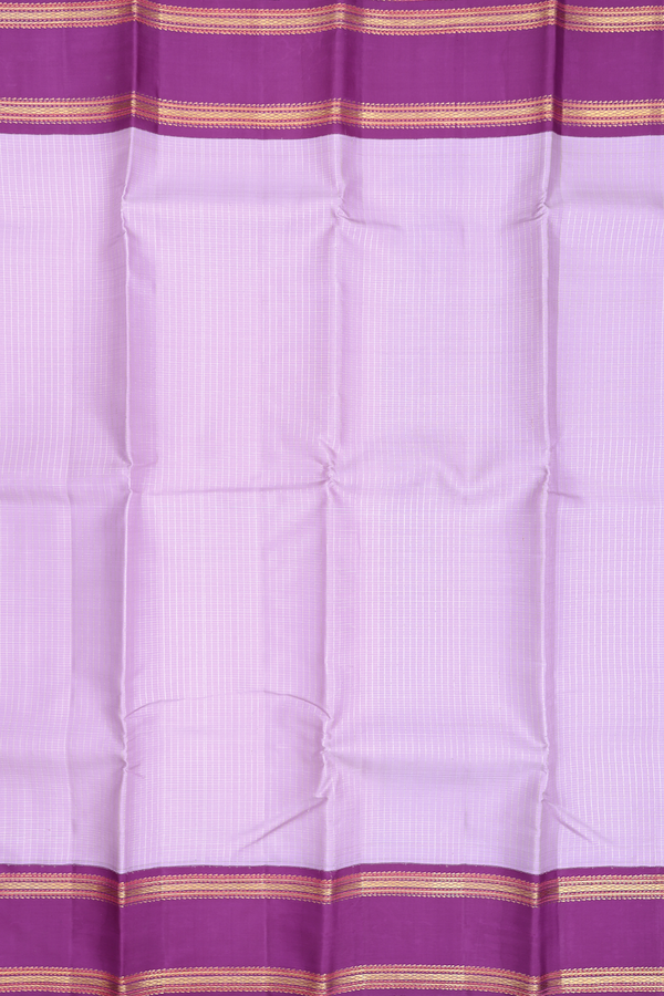 Kanchipuram Silk Saree In Pastel Lavender With Checks Design