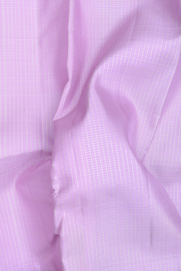 Kanchipuram Silk Saree In Pastel Lavender With Checks Design