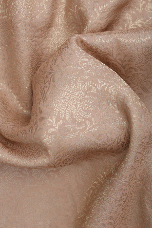 Kanchipuram Silk Saree In Pastel Orange With Floral Design