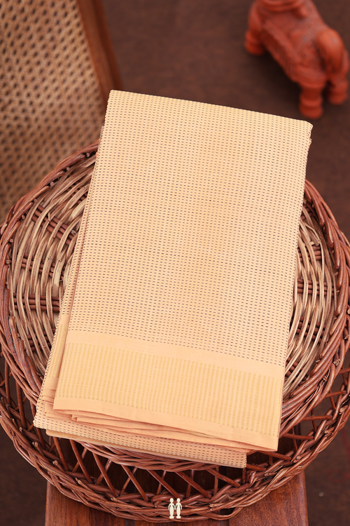 Kanchipuram Silk Saree In Pastel Orange With Stripes Design