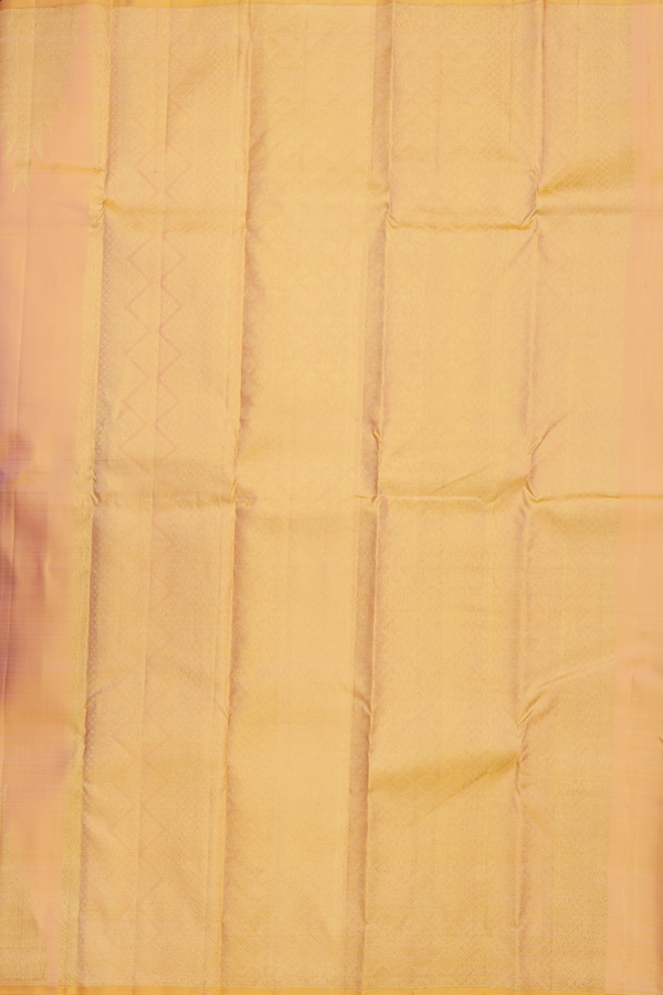 Kanchipuram Silk Saree In Pastel Orange With Temple Border