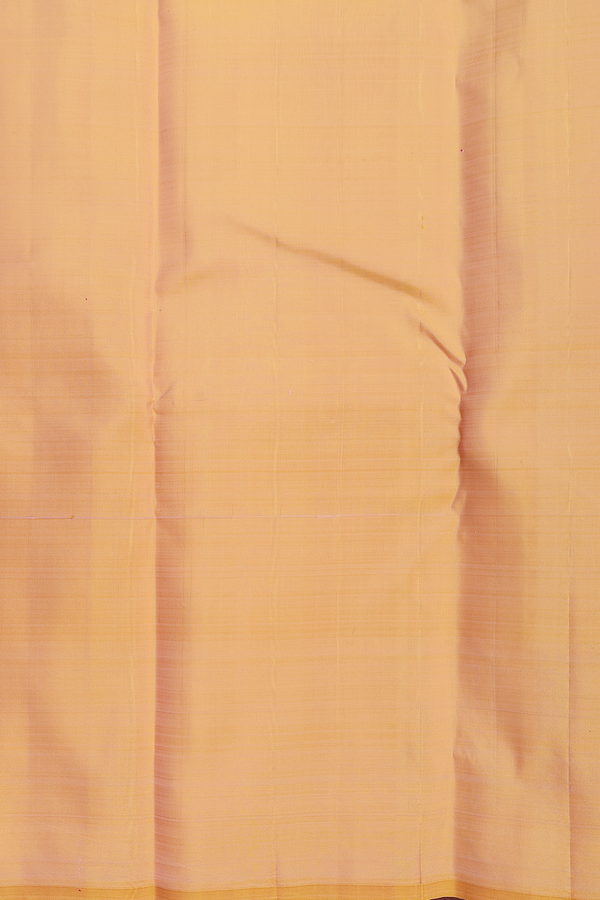 Kanchipuram Silk Saree In Pastel Orange With Temple Border