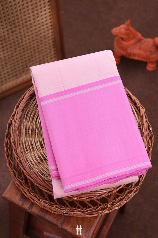 Kanchipuram Silk Saree In Pastel Pink With Checks Design