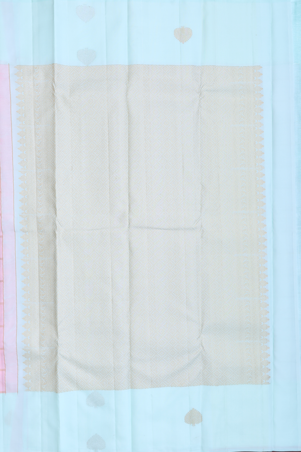 Kanchipuram Silk Saree In Pastel Pink With Checks Design