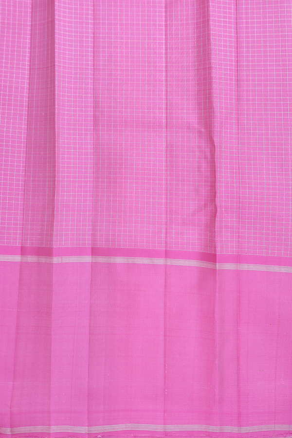 Kanchipuram Silk Saree In Pastel Pink With Checks Design