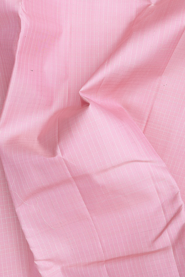 Kanchipuram Silk Saree In Pastel Pink With Checks Design