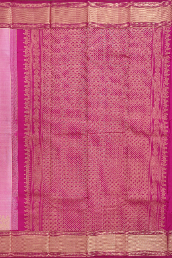 Kanchipuram Silk Saree In Pastel Pink With Floral Buttas