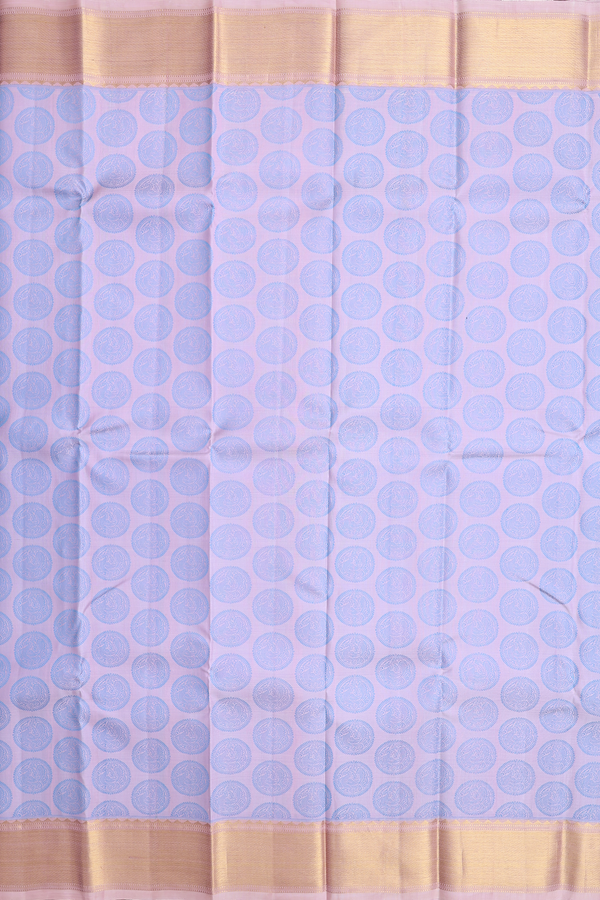 Kanchipuram Silk Saree In Pastel Pink With Jacquard Pattern