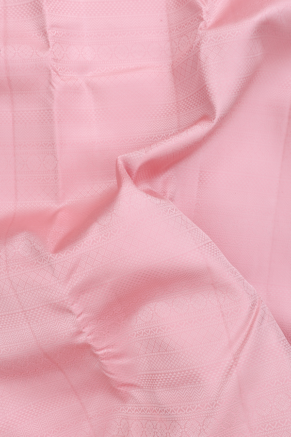 Kanchipuram Silk Saree In Pastel Pink With Jacquard Pattern