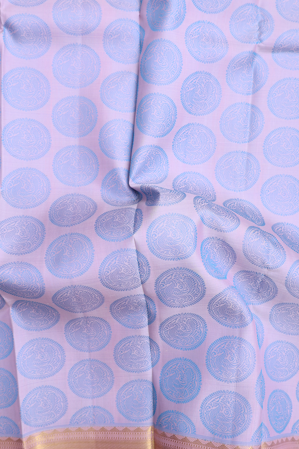 Kanchipuram Silk Saree In Pastel Pink With Jacquard Pattern