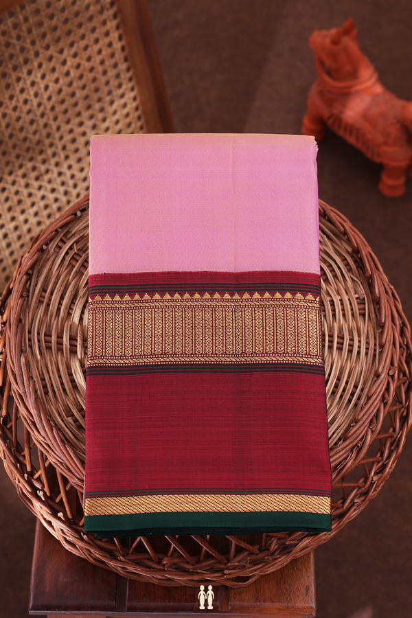 Kanchipuram Silk Saree In Pastel Pink With Korvai Border