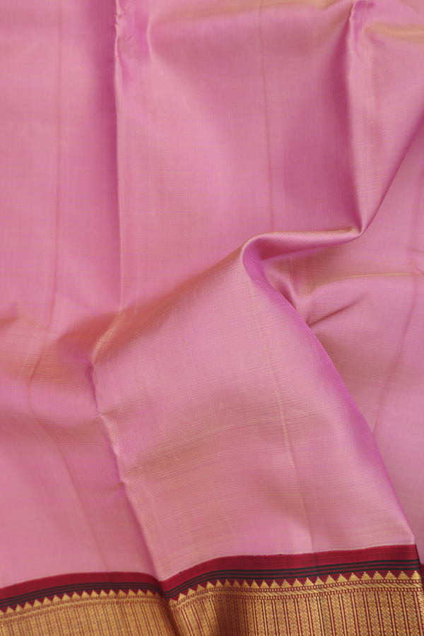 Kanchipuram Silk Saree In Pastel Pink With Korvai Border