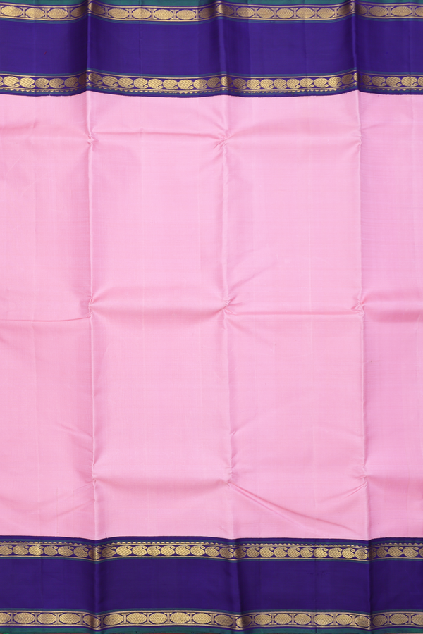 Kanchipuram Silk Saree In Pastel Pink With Paisley Border