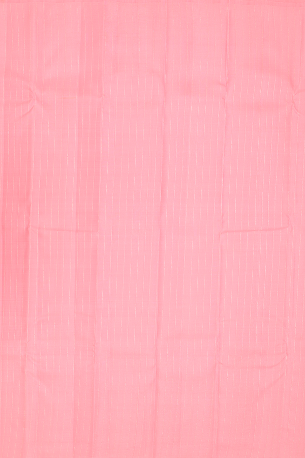 Kanchipuram Silk Saree In Pastel Pink With Stripes Design
