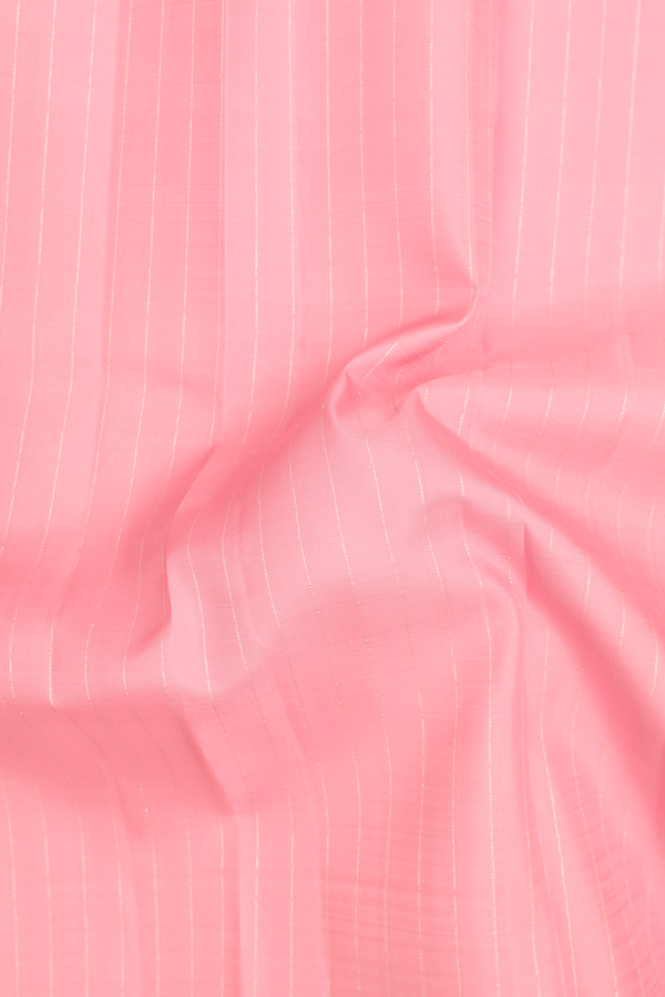 Kanchipuram Silk Saree In Pastel Pink With Stripes Design