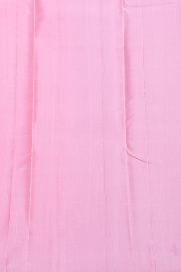 Kanchipuram Silk Saree In Pastel Pink With Temple Border