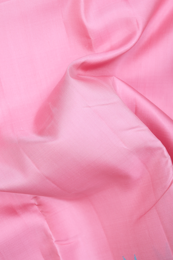 Kanchipuram Silk Saree In Pastel Pink With Temple Border