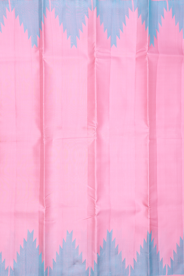 Kanchipuram Silk Saree In Pastel Pink With Temple Border
