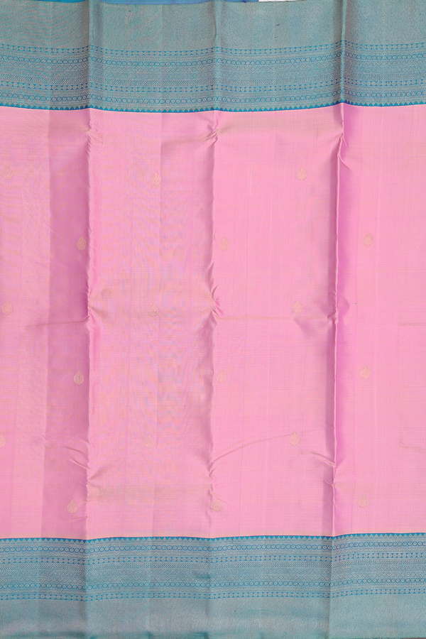 Kanchipuram Silk Saree In Pastel Pink With Zari Buttas