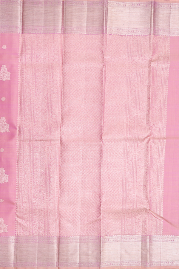 Kanchipuram Silk Saree In Pastel Pink With Zari Motifs