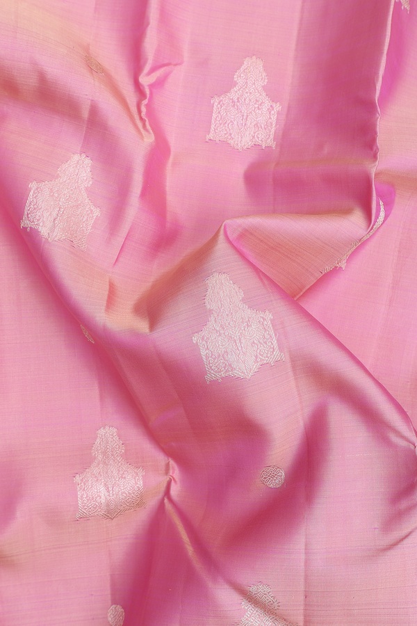 Kanchipuram Silk Saree In Pastel Pink With Zari Motifs
