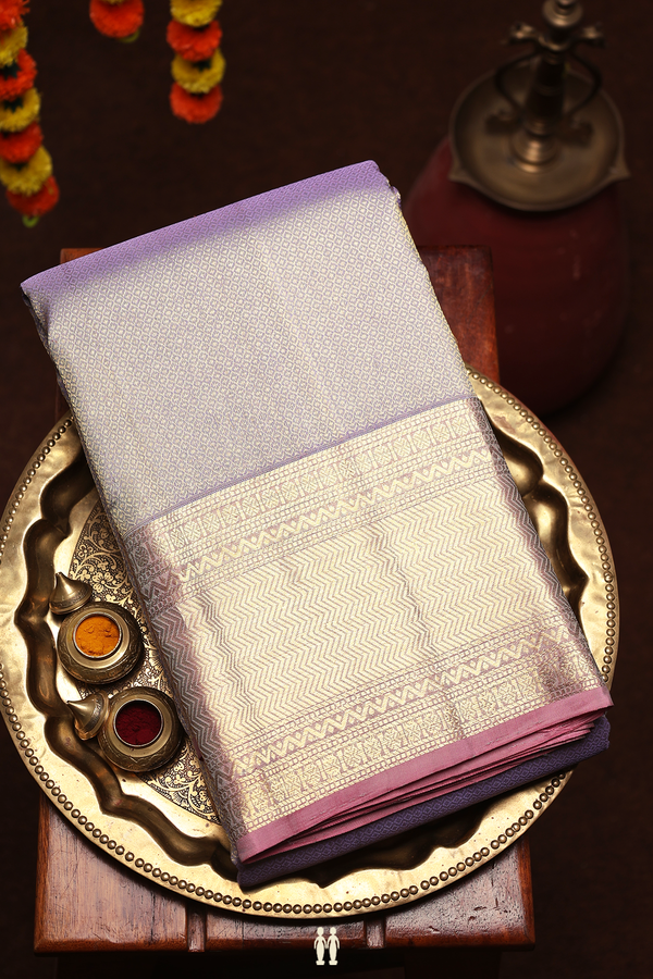 Kanchipuram Silk Saree In Pastel Purple With Brocade Design