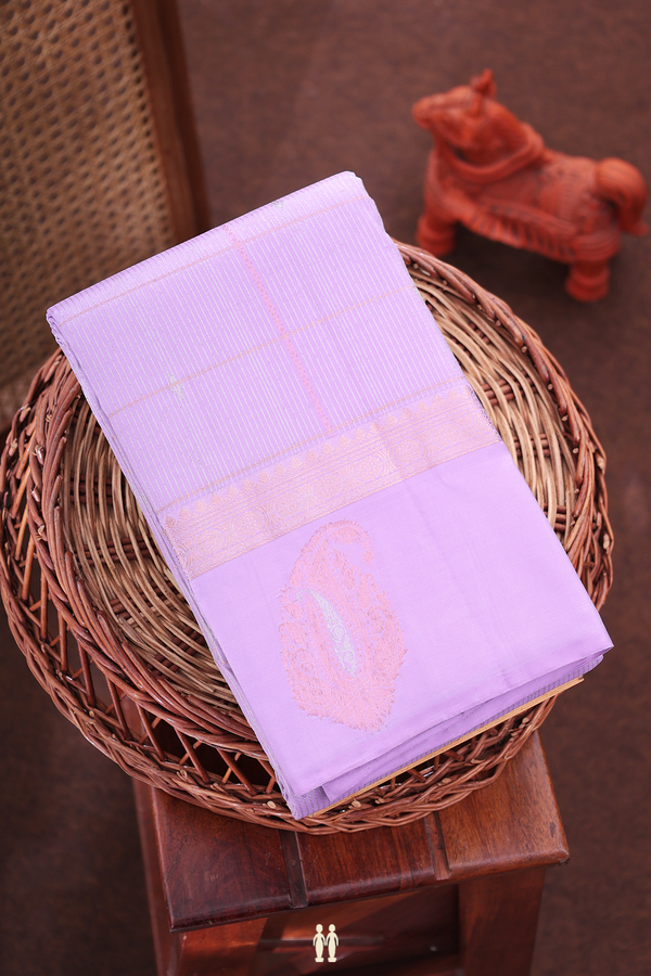 Kanchipuram Silk Saree In Pastel Purple With Checks Design