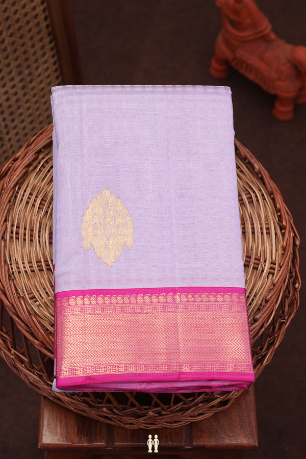 Kanchipuram Silk Saree In Pastel Purple With Checks Design