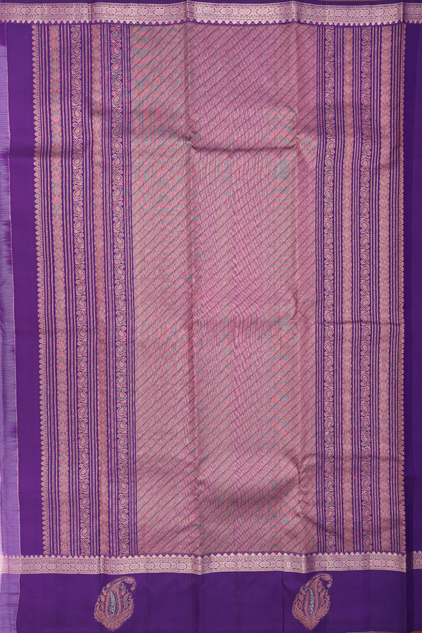 Kanchipuram Silk Saree In Pastel Purple With Checks Design