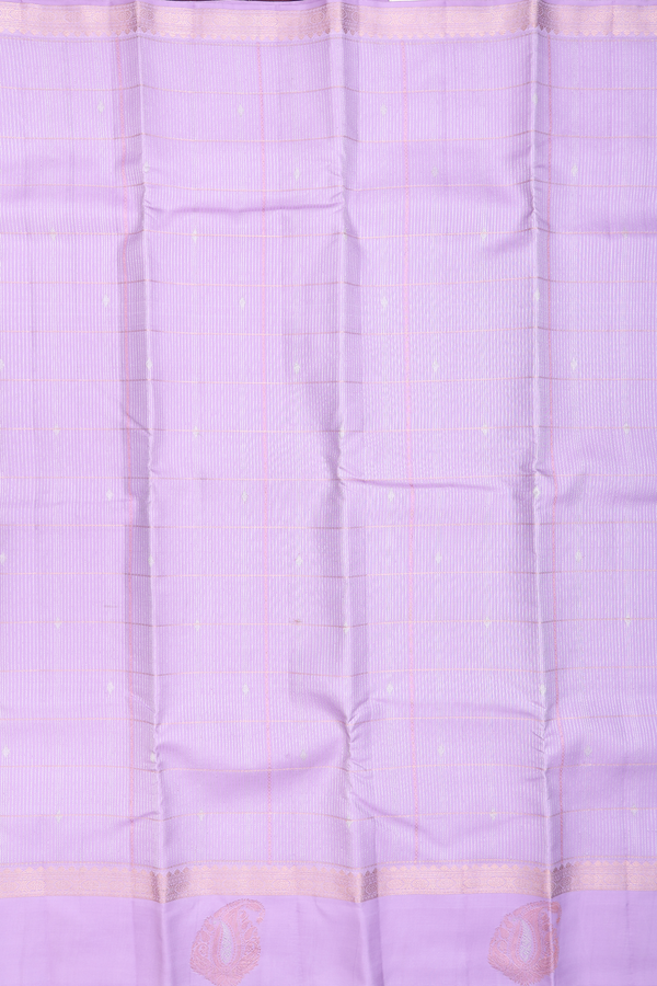 Kanchipuram Silk Saree In Pastel Purple With Checks Design