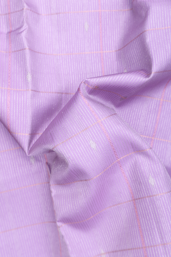 Kanchipuram Silk Saree In Pastel Purple With Checks Design