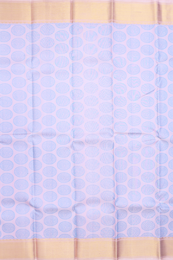 Kanchipuram Silk Saree In Pale Pink With Peacock Motifs
