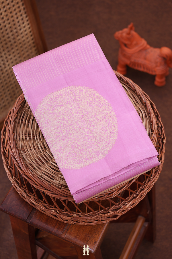 Kanchipuram Silk Saree In Lilac Pink With Stripes