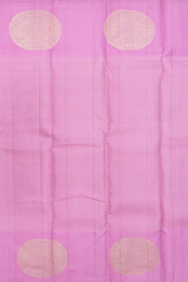 Kanchipuram Silk Saree In Lilac Pink With Stripes