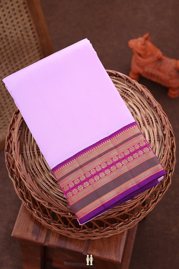 Kanchipuram Silk Saree In Pastel Purple With Zari Border