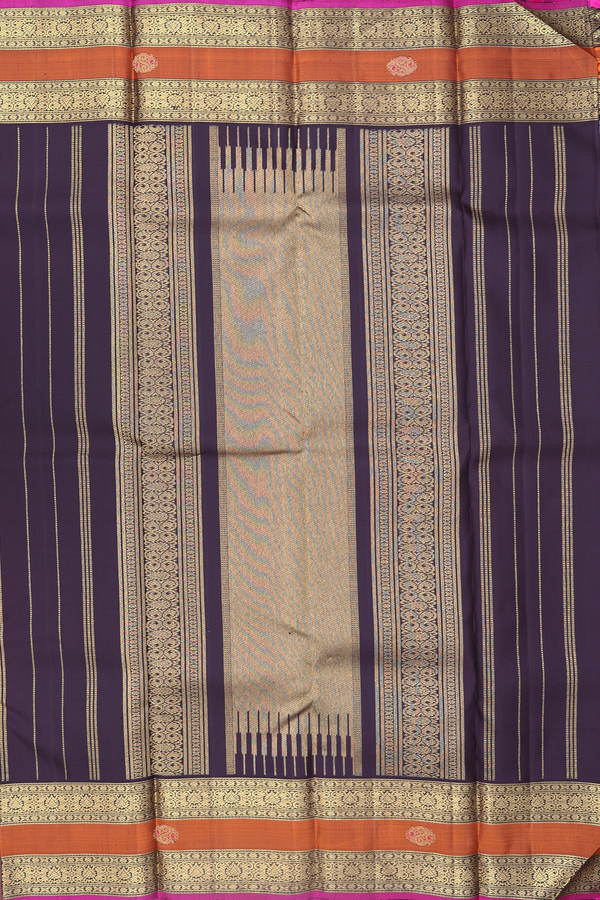 Kanchipuram Silk Saree In Pastel Purple With Zari Buttas