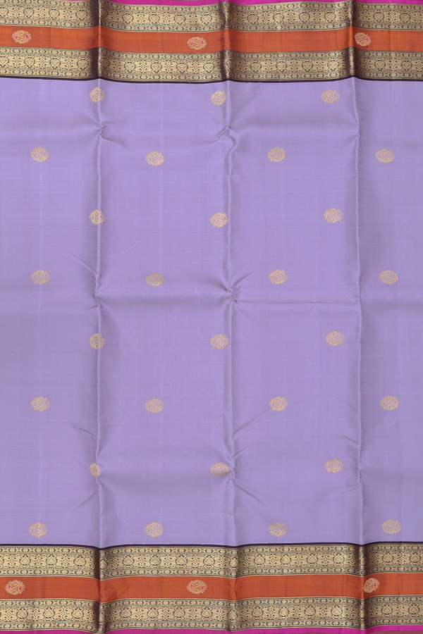Kanchipuram Silk Saree In Pastel Purple With Zari Buttas