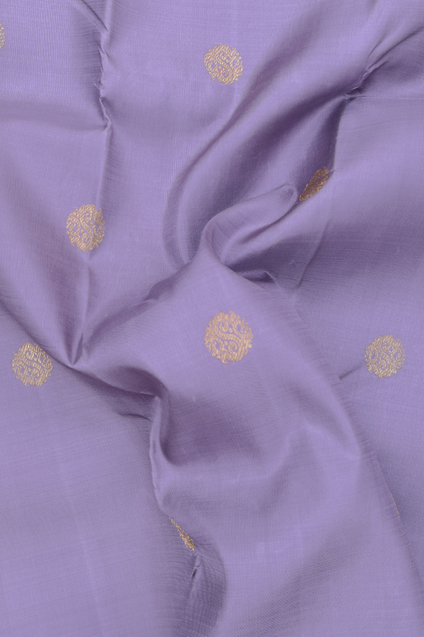 Kanchipuram Silk Saree In Pastel Purple With Zari Buttas