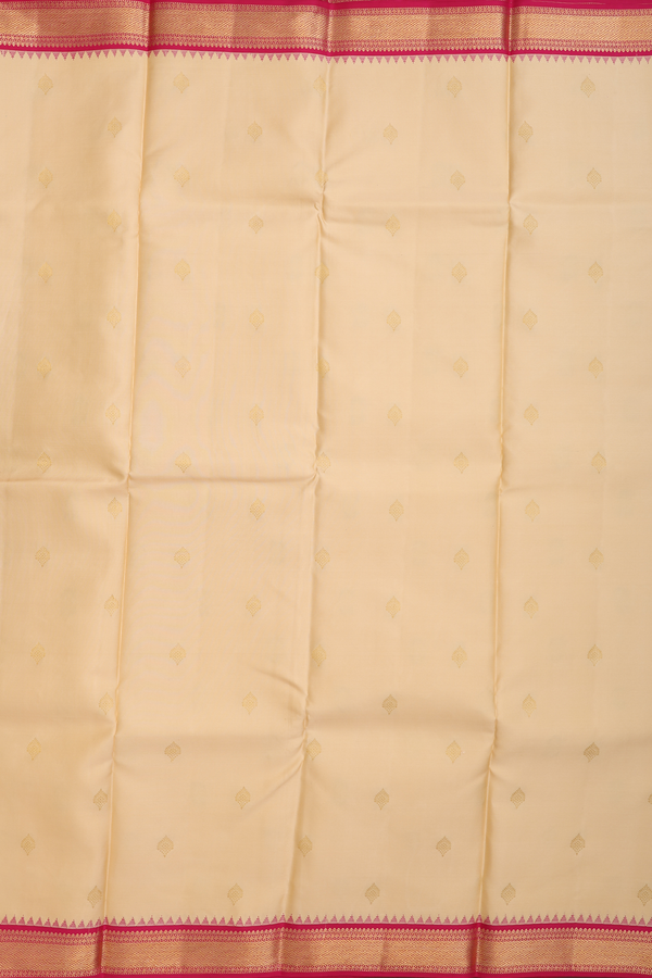 Kanchipuram Silk Saree In Pastel Tan With Zari Buttas