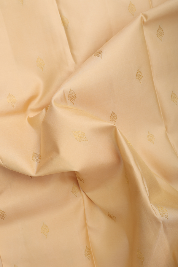 Kanchipuram Silk Saree In Pastel Tan With Zari Buttas