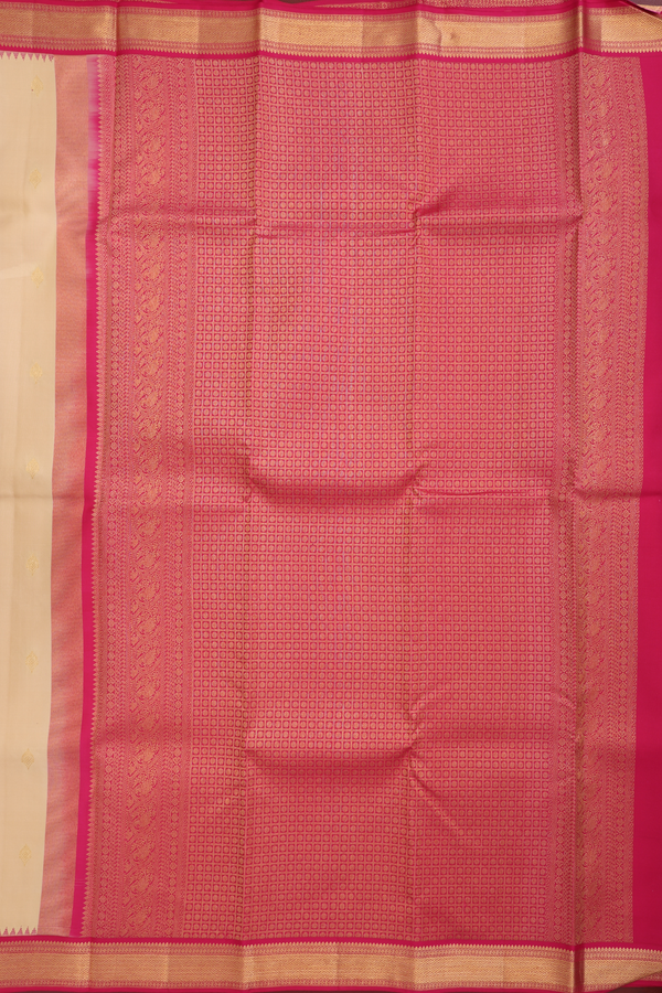 Kanchipuram Silk Saree In Pastel Tan With Zari Buttas