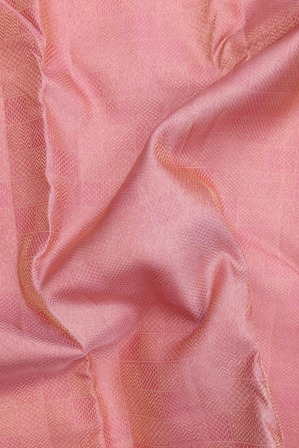 Kanchipuram Silk Saree In Peach Pink With Brocade Design