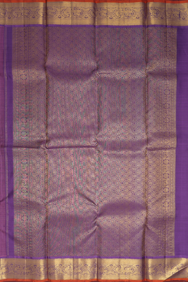 Kanchipuram Silk Saree In Peach Pink With Peacock Buttas