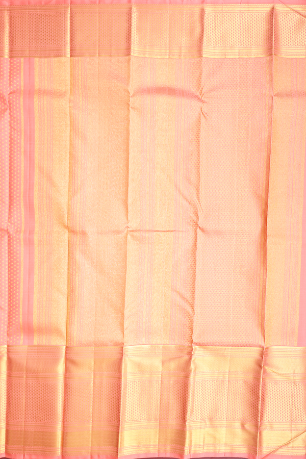 Kanchipuram Silk Saree In Peachy Pink With Zari Buttis