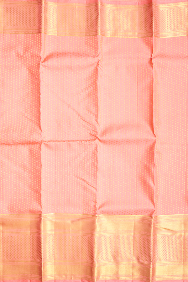 Kanchipuram Silk Saree In Peachy Pink With Zari Buttis