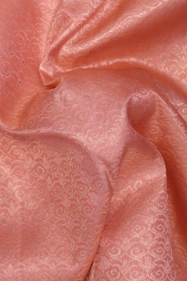 Kanchipuram Silk Saree In Peach With Brocade Design