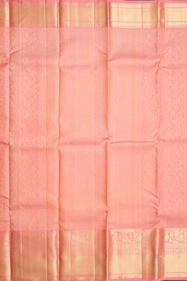 Kanchipuram Silk Saree In Peach With Brocade Design