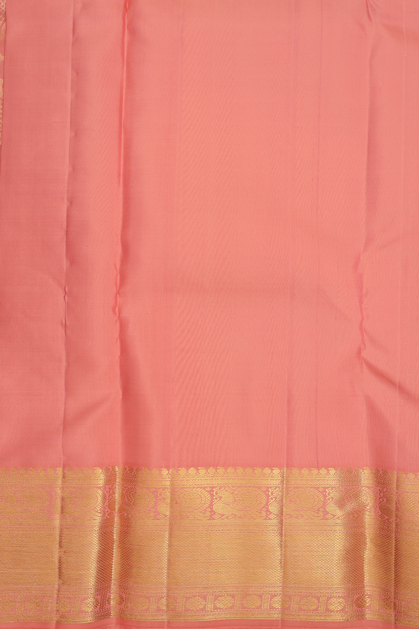 Kanchipuram Silk Saree In Peach With Brocade Design